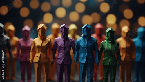 A group of paper people coming together. Community and friendship concept.