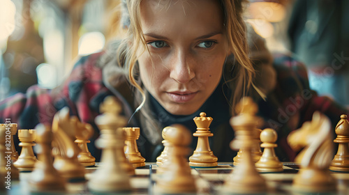 Strategic Chess: The Engaging Mind Game A Woman Delving into Strategic Thinking and Mental Engagement in Chess