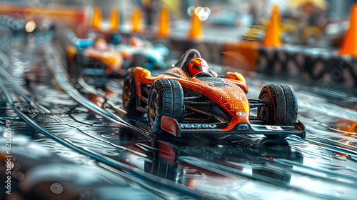 Exciting Photo Realistic RC Car Racing Concept with Man Competing on Track, Showcasing Technology and Enthusiasm in Engaging Hobby
