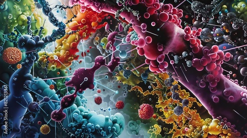 Artistic depiction of intricate molecular interactions