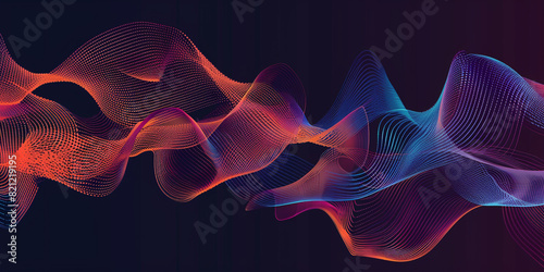 Produce a vector graphic of sound waves flowing and curving gracefully in a lively, wave-inspired arrangement.