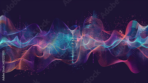 Produce a vector image that visually represents the concept of sound waves as art.