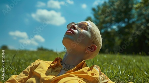 14. Woman with albinism enjoying a sunny day at the park