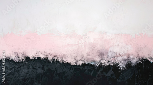 Abstract image showcasing a four-quadrant division with soft pink at the top and contrasting black and white at the bottom.