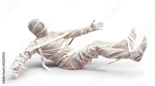 Noncompete clause agreement person worker employee trapped wrapped in tape no competition 3d illustration isolated on white background, hyperrealism, png 