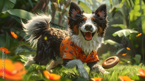 Playful Border Collie Living the Whimsical Frisbee Golf Dream in a Vibrant