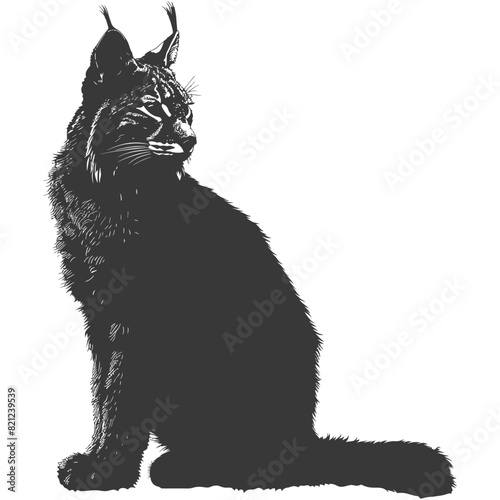 Silhouette bobcat animal black color only