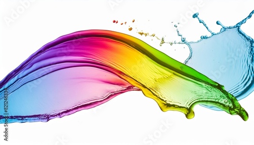 liquid fluently colorful color splash in rainbow colors isolated on white background