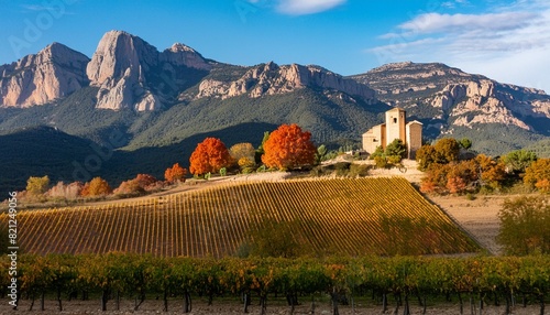 wine landscape with vineyards during autumn in the alella denomination of origin area in the province of barcelona in catalonia spain
