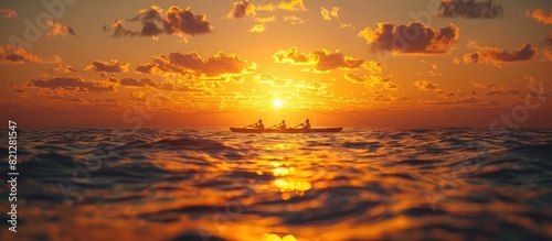 close up of rowing in calm sea against sunset