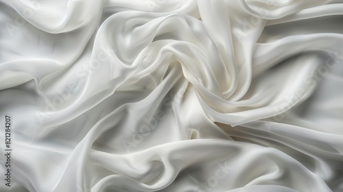 Cropped closeup smooth white silky fabric texture detail background. Generated AI image