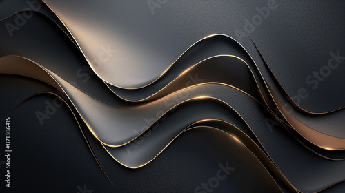 A black and gold wave pattern with a shiny, metallic look