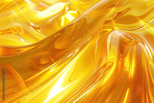 close up horizontal image of glowing golden transparent fluid background