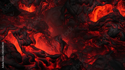 Seamless lava texture volcanic magma flowing on rock ground in hellish inferno pattern