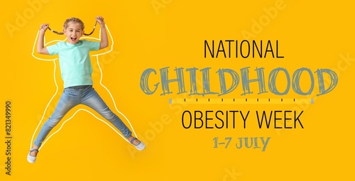 Banner for National Childhood Obesity Week with jumping little girl
