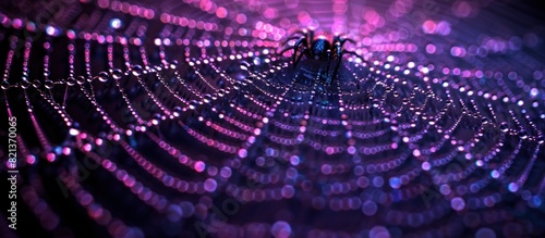 Close up of spider on purple background