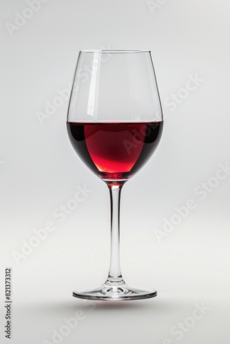 Isolated Wine Glass with Red Cabernet Pinot Merlot Malbec Wine on White Background
