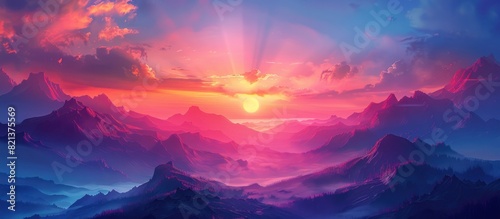 Sunset over spectacular mountain range