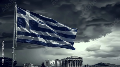 the greek flag flying in front of the acropolis in athens, greece - greece stock videos royalty-free footage