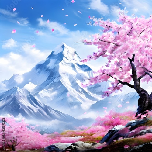 sakura tree on mount everest