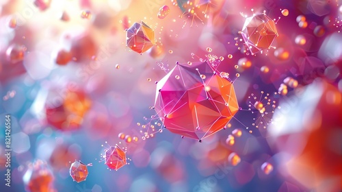 A 3D geometric illustration featuring a network of connected polyhedra