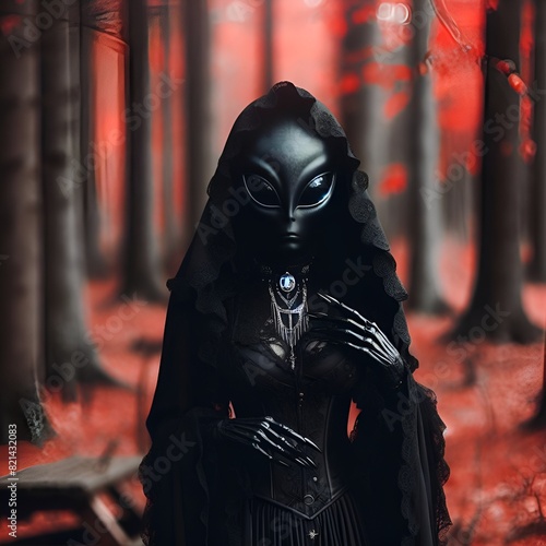 alien in a gothic hood