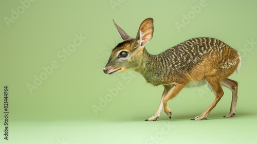 Small Antelope Standing on Green Background