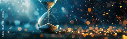 hourglass with shining light background