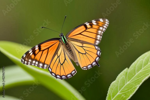 Hermosa mariposa de color naranja volando 
