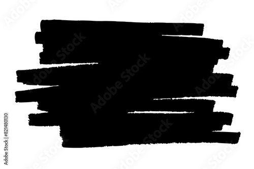Black modern textured dry brush stroke. Template for text with horizontal wide flat marker lines for emphasis. Vector illustration on isolated background.
