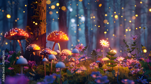 transparent background psd mushrooms in the forest
