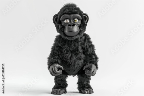 adorable little gorilla stuffed toy standing upright isolated on white digital 3d rendering