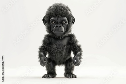 adorable little gorilla stuffed toy standing upright isolated on white digital 3d rendering