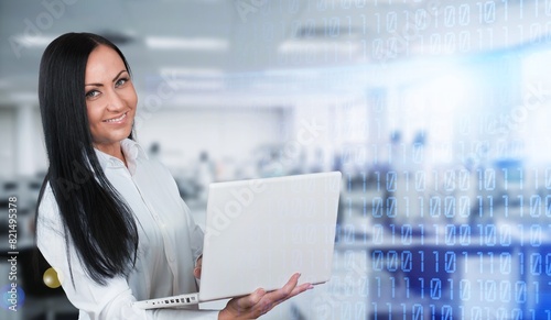 Business woman working with digital data