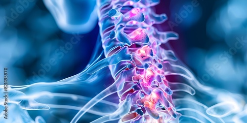 Agerelated wear and tear affecting neck spinal disks causing osteoarthritis signs. Concept Neck Pain, Spinal Health, Osteoarthritis, Aging, Spine Care