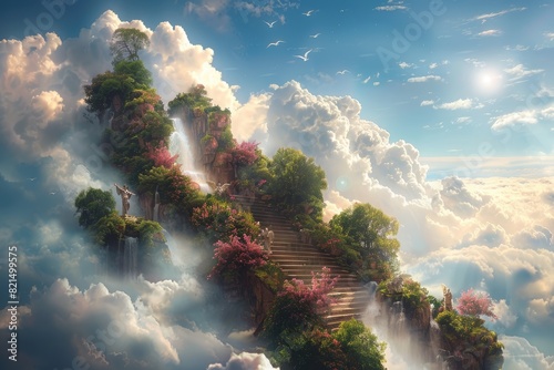Paradise in Heaven: a unique concept central to religious teachings that depicts Kingdom of Heaven as a realm of eternal life and divine presence, bridging mortal existence and transcendent reality.