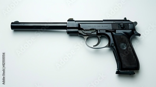 pistol with silencer on white background in high resolution
