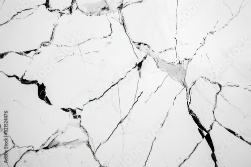 White marble wall with visible cracks and holes. Aged texture concept