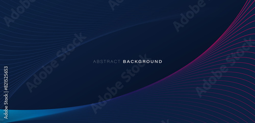 Abstract dark blue background. Curved lines element. Modern graphic design. Suit for poster, banner, brochure, cover, corporate, website, flyer. Vector illustration
