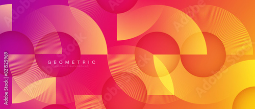 Colorful geometric abstract background. Circle shape and lines graphic design. Geometric pattern. Modern elements. Suit for brochure, presentation, wallpaper, poster, banner, cover, flyer, website