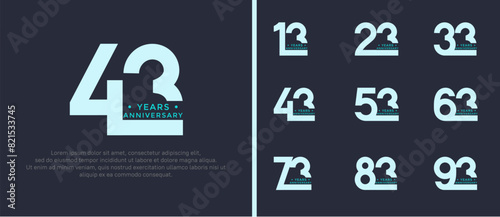 anniversary logo style set with blue color can be use for celebration moment