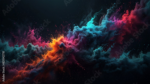 Modern abstract 3D background depicting a storm of particles