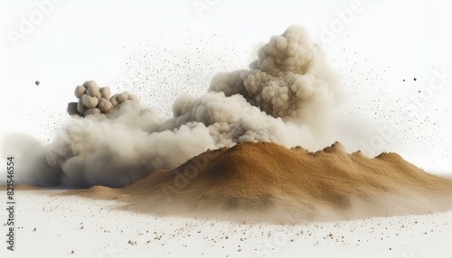 realistic modern dirty cloud with smoke soil and sand particles isolated on white background 3d rendering