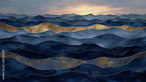 wallpaper on a navy blue and gold gradient ocean with waves