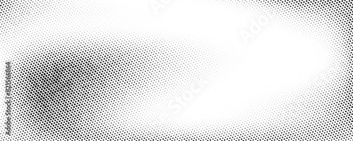 Grunge halftone gradient background. Faded grit texture. White and black sand noise wallpaper. Retro pixelated backdrop. Anime or manga style comic overlay. Vector graphic design textured template