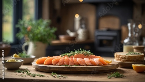 Smoked Salmon - Thinly sliced and often served with blinis and crème fraîche.