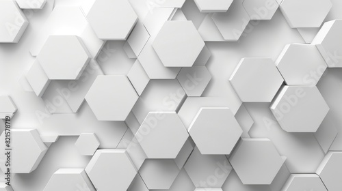 White hexagons of different sizes overlapping background