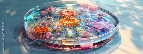 Vibrant Microscopic Lifeforms Dazzlingly Displayed in a Petri Dish A Scientific