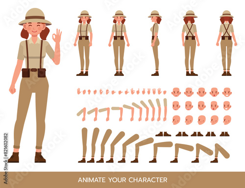 Archaeologist woman wear brown suit character vector illustration design. Create your own pose.