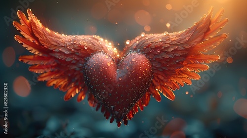 A conceptual depiction of a heart with wings, symbolizing the freedom and love that democracy fosters.